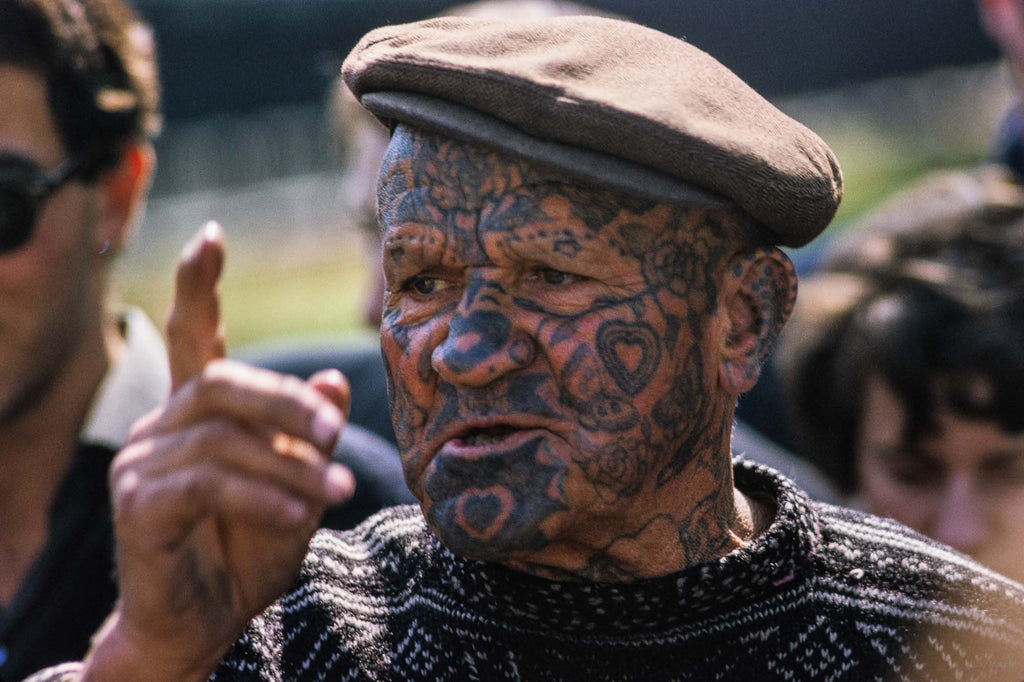 Man with Tattoos on Face, London – Jay Maisel